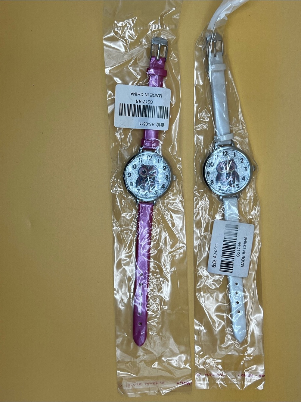Set of two Fashion Owl Dial Women's Watch - Pink